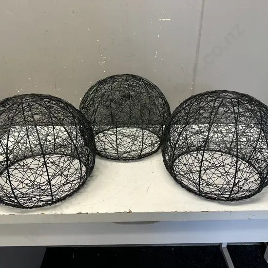 Three Black Wire Light Shades H25 Dia32cm.