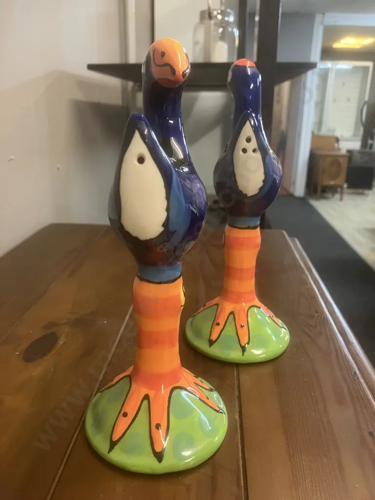 Vintage Splashy NZ Pukeko Salt & Pepper Set. 21cm Image 1++