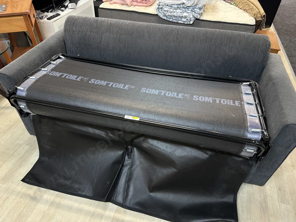 SOM'TOILE Grey 2-Seater Fold-Out Sleeper Sofa H76 W180 D76cm. Image 1++