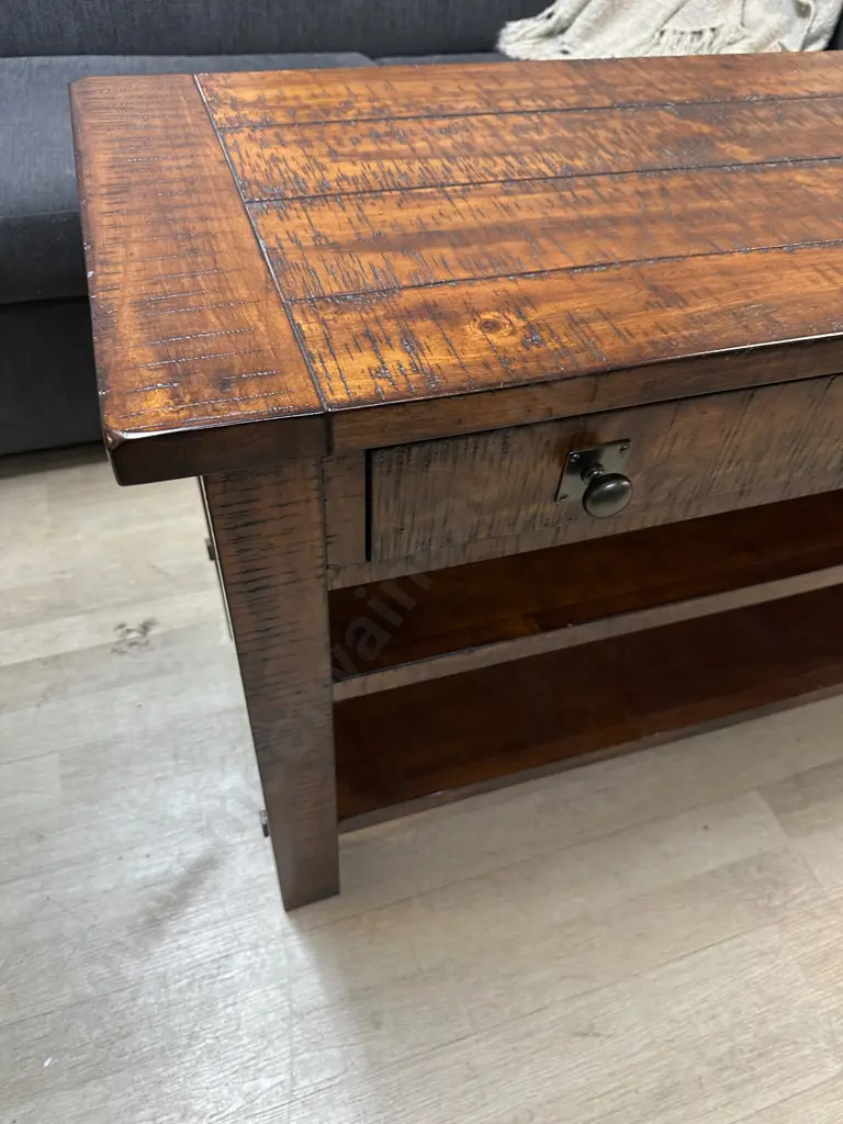Freedom Furniture Rustic Entertainment Unit Single Drawer Two Tier H65 W110 D45cm. Image 1++