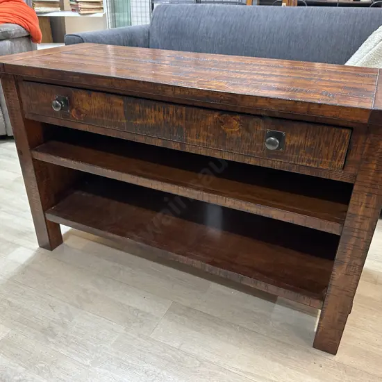 Freedom Furniture Rustic Entertainment Unit Single Drawer Two Tier H65 W110 D45cm.