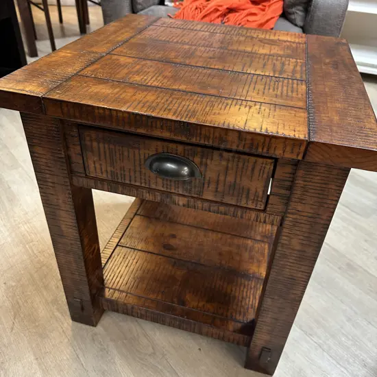 Freedom Furniture Rustic Bedside/Lamp Table Single Drawer With Open Shelf 56x50x50cm.
