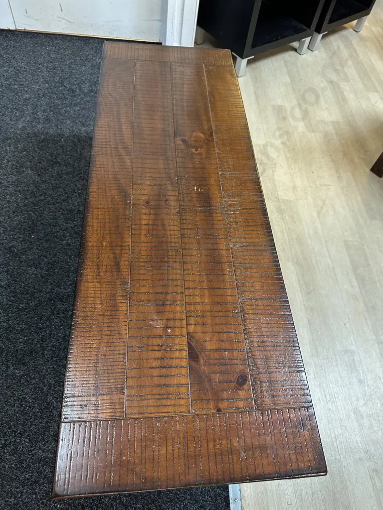 Freedom Furniture Rustic Wooden Bench With A Plank Style Top & Sturdy Legs H46 W120 D41cm. Image 1++