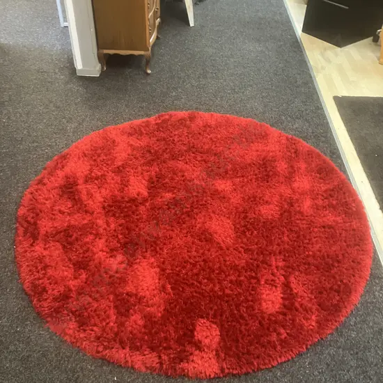 Limon Red Round Floor Rug - Boston Shag. 180 x 180cm