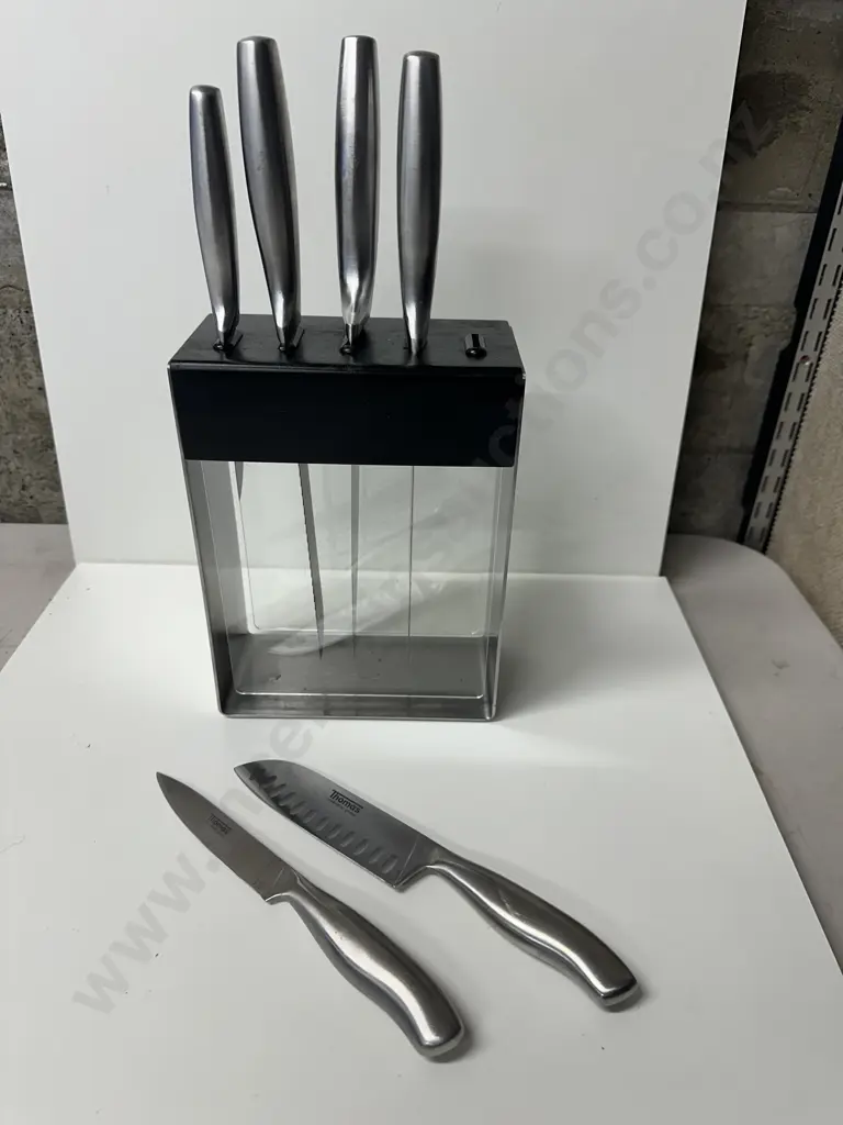 Hampton & Mason Knife Block With 4 x German Steel Knives & Pair of Thomas Knives Image 1++