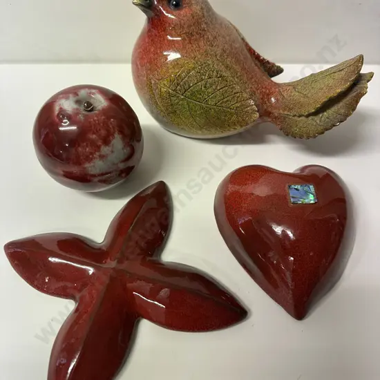 Decorative Apple Signed, Bird, Love Heart Wall Hanging Etc
