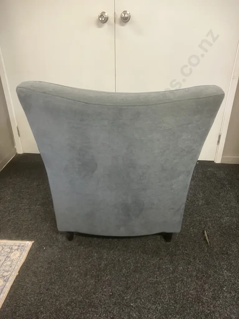 Ex Danske Mobler - Actona (Denmark) Grey Velvet  Armchair / Occasional Chair with Black Wood Look Legs Image 1++