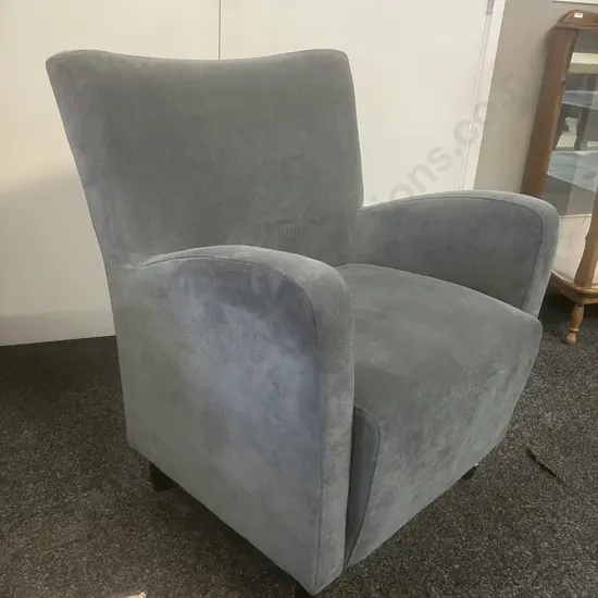 Ex Danske Mobler - Actona (Denmark) Grey Velvet  Armchair / Occasional Chair with Black Wood Look Legs