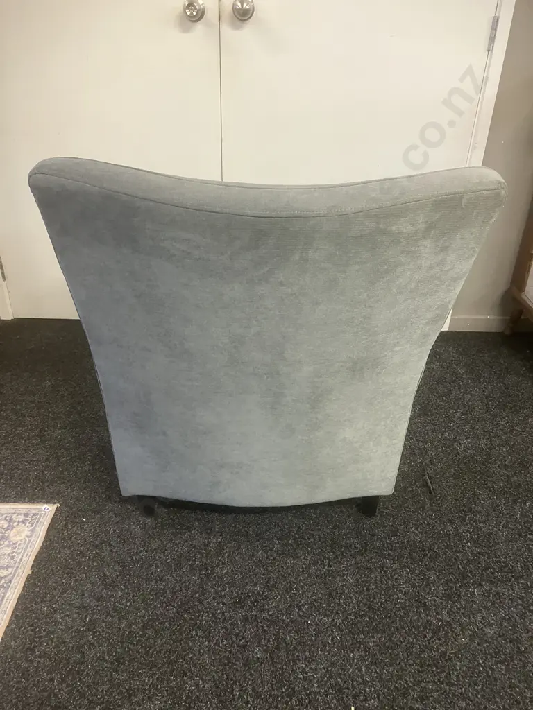 Ex Danske Mobler - Actona (Denmark) Grey Velvet  Armchair / Occasional Chair with Black Wood Look Legs Image 1++