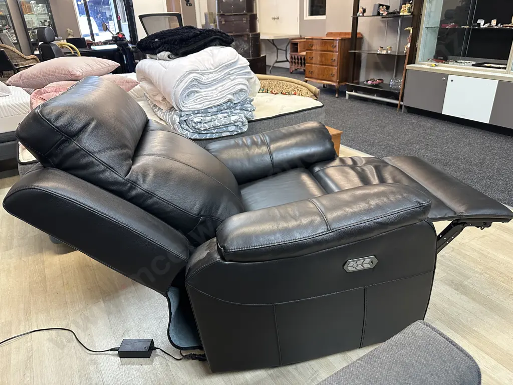 Black Leather Electric Recliner Image 1++