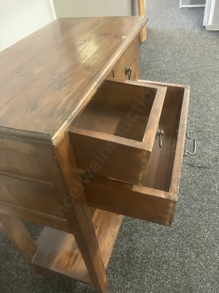 3 Drawer Side Table With Black Steel Handles. H81 W60 D32cm Image 1++