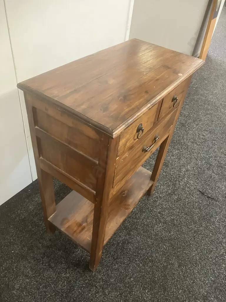 3 Drawer Side Table With Black Steel Handles. H81 W60 D32cm Image 1++