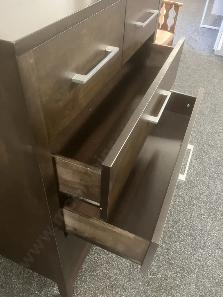 Northwood 6 Drawer Tallboy Bedsides Ex Harvey Norman. H110 W90 D45cm Image 1++