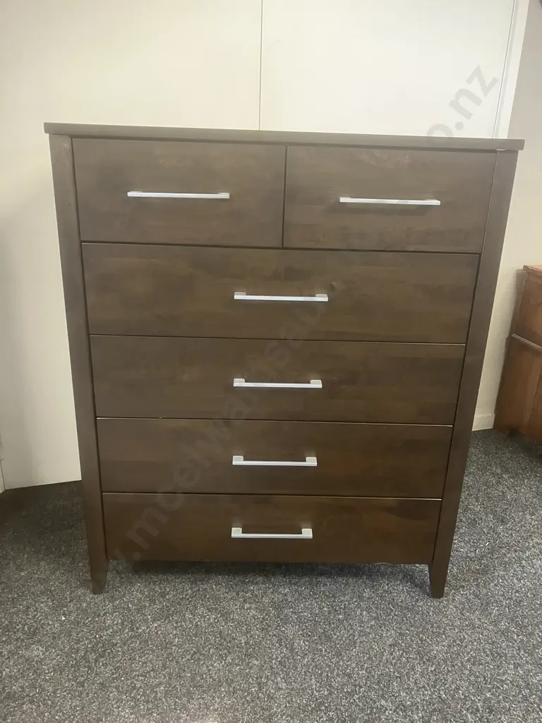 Northwood 6 Drawer Tallboy Bedsides Ex Harvey Norman. H110 W90 D45cm Image 1++