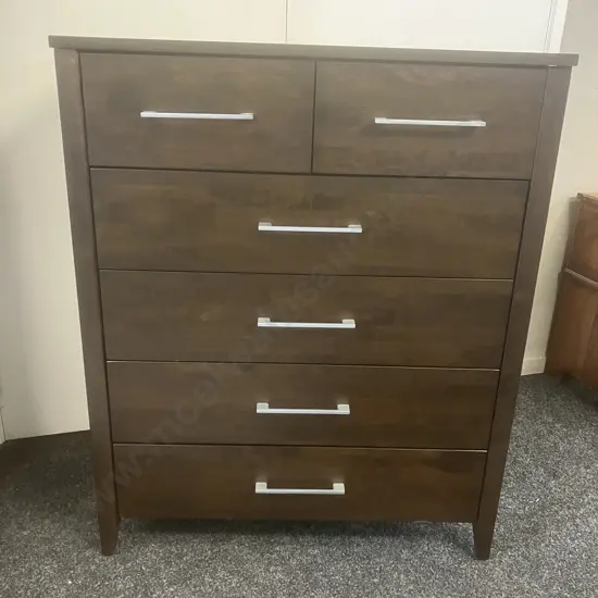 Northwood 6 Drawer Tallboy Bedsides Ex Harvey Norman. H110 W90 D45cm