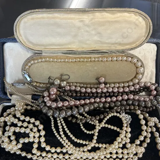 Selection Of Vintage Costume Jewellery Including Pearl ? Necklaces & Earrings