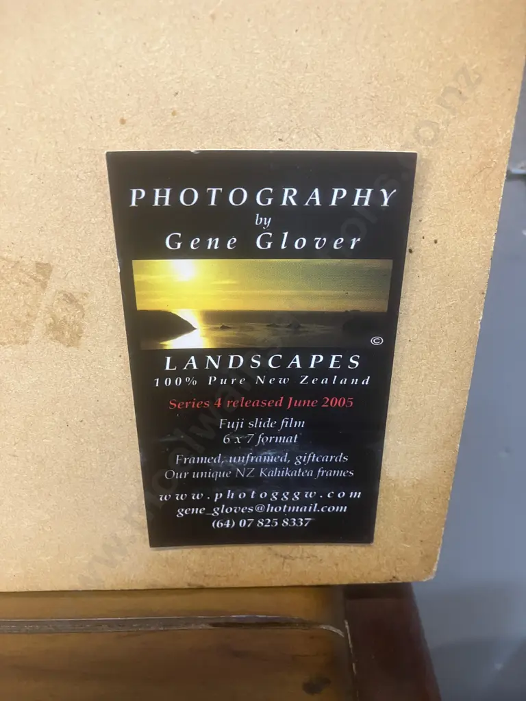 Pair of Gene Glover Photo Prints Raglan NZ On Wood Backing Landscape Series 4 (June 2005) 68.5 x 89.5cm (Both As Found) Image 1++