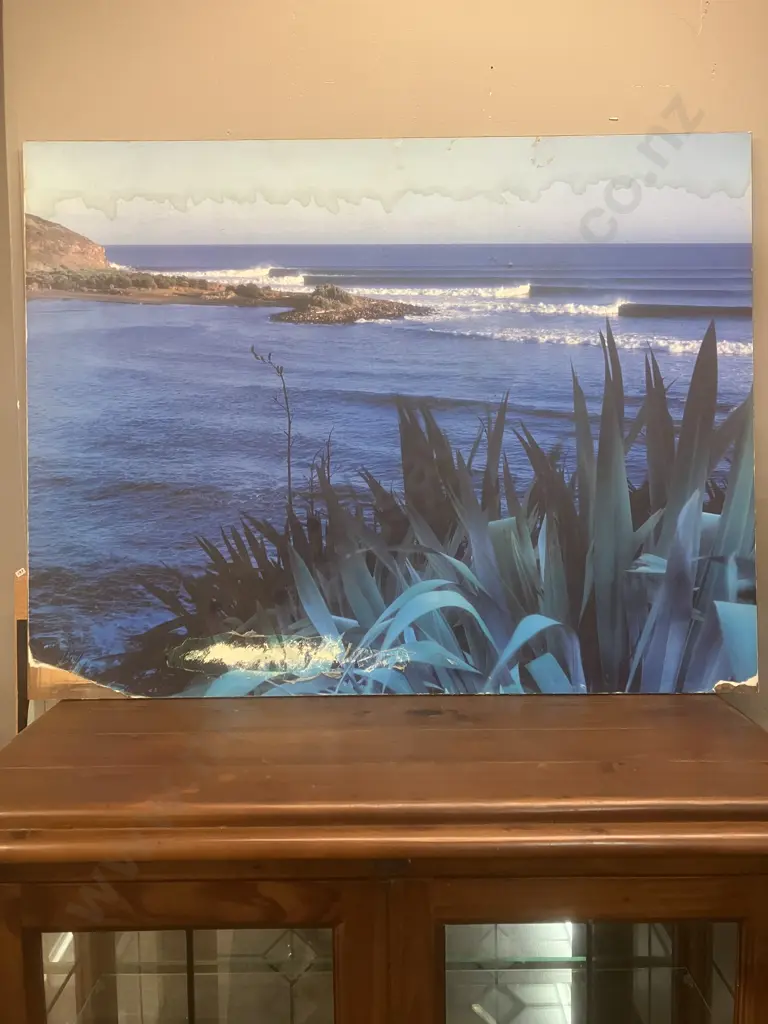 Pair of Gene Glover Photo Prints Raglan NZ On Wood Backing Landscape Series 4 (June 2005) 68.5 x 89.5cm (Both As Found) Image 1++
