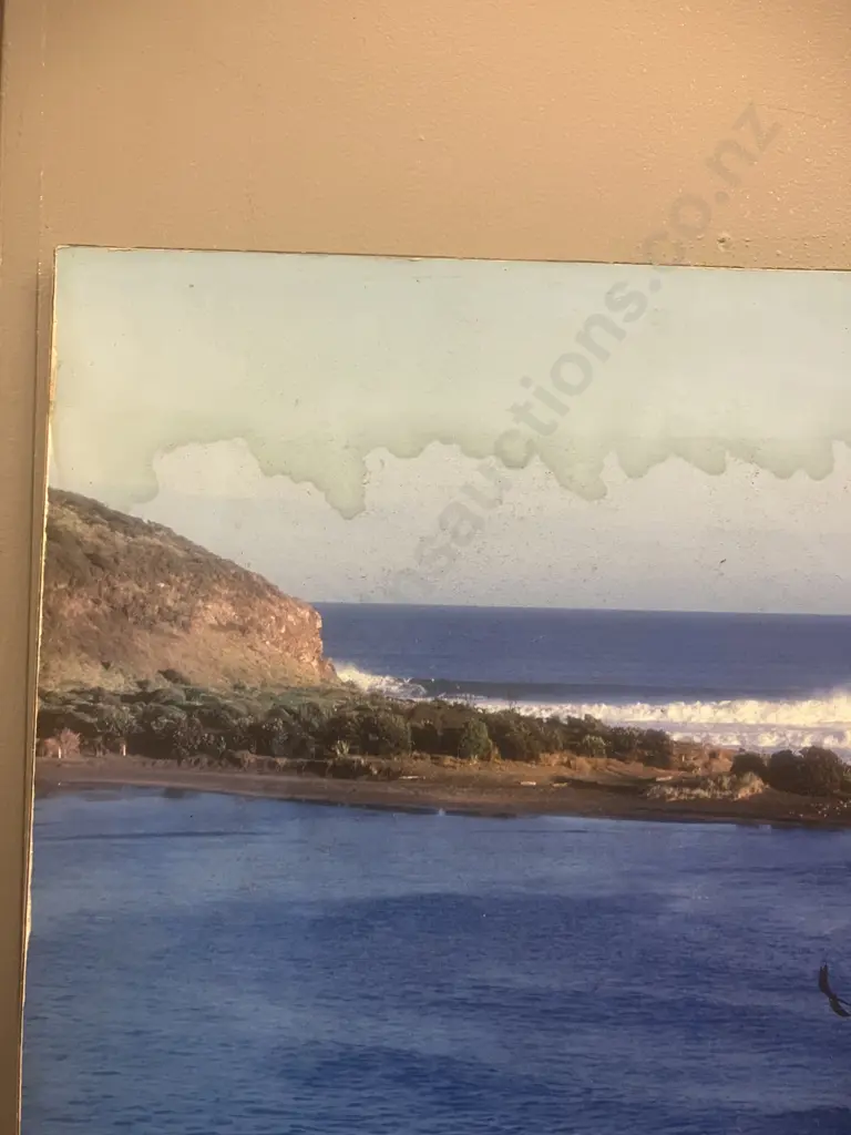 Pair of Gene Glover Photo Prints Raglan NZ On Wood Backing Landscape Series 4 (June 2005) 68.5 x 89.5cm (Both As Found) Image 1++