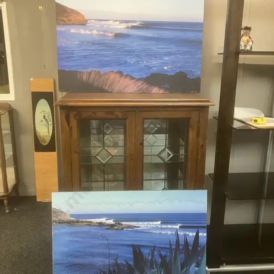 Pair of Gene Glover Photo Prints Raglan NZ On Wood Backing Landscape Series 4 (June 2005) 68.5 x 89.5cm (Both As Found)