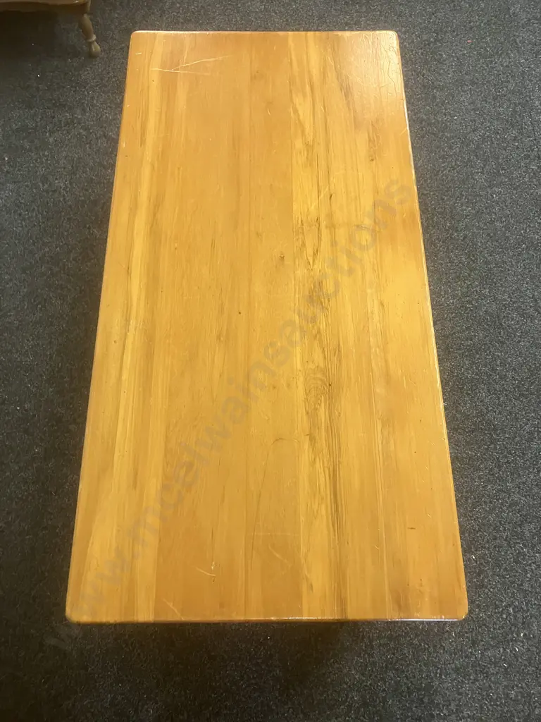 Rimu Coffee Table, Turned legs, Drawer Each Side. H42 W120 D59cm (1 Drawer Has Damage To Base) Image 1++