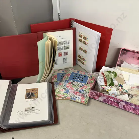Selection Of Stamps & Stamp Albums Including Proof Card Society Of The United States