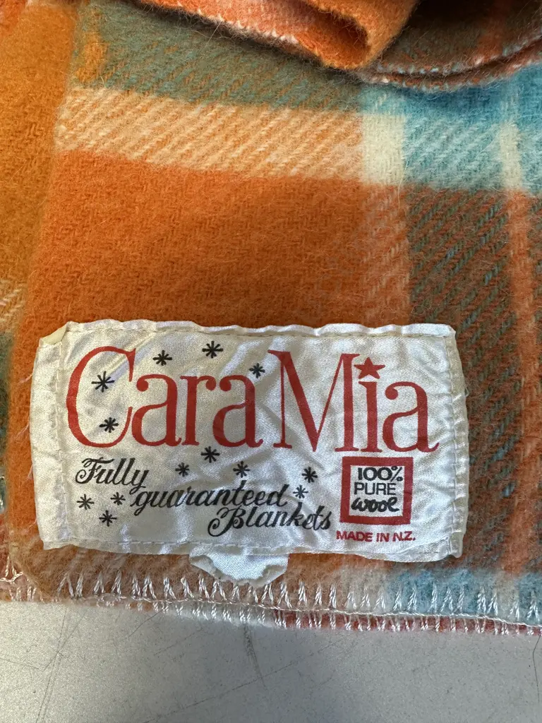 Cara Mia 100% Pure Woollen BlanketOrange/Aqua/Cream Tones Image 1++
