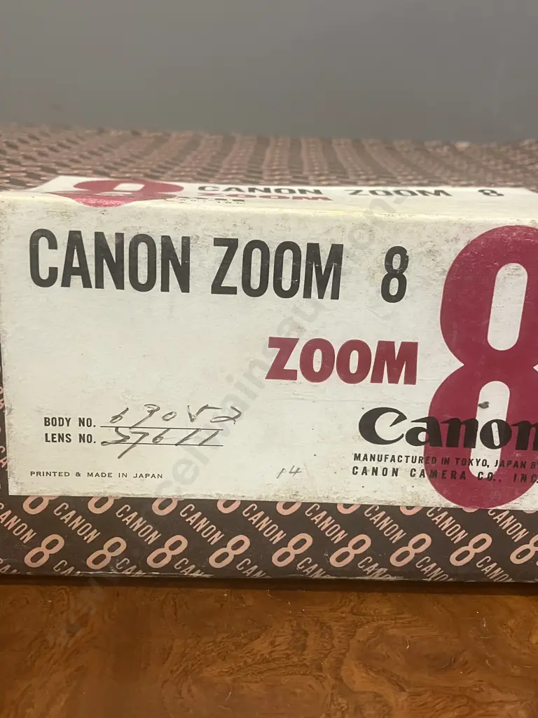 Canon Reflex Zoom 8 8mm Movie Camera #69052 With Hand Grip & Leather Carry Case, Original Boxes - 1959 Japan Image 1++