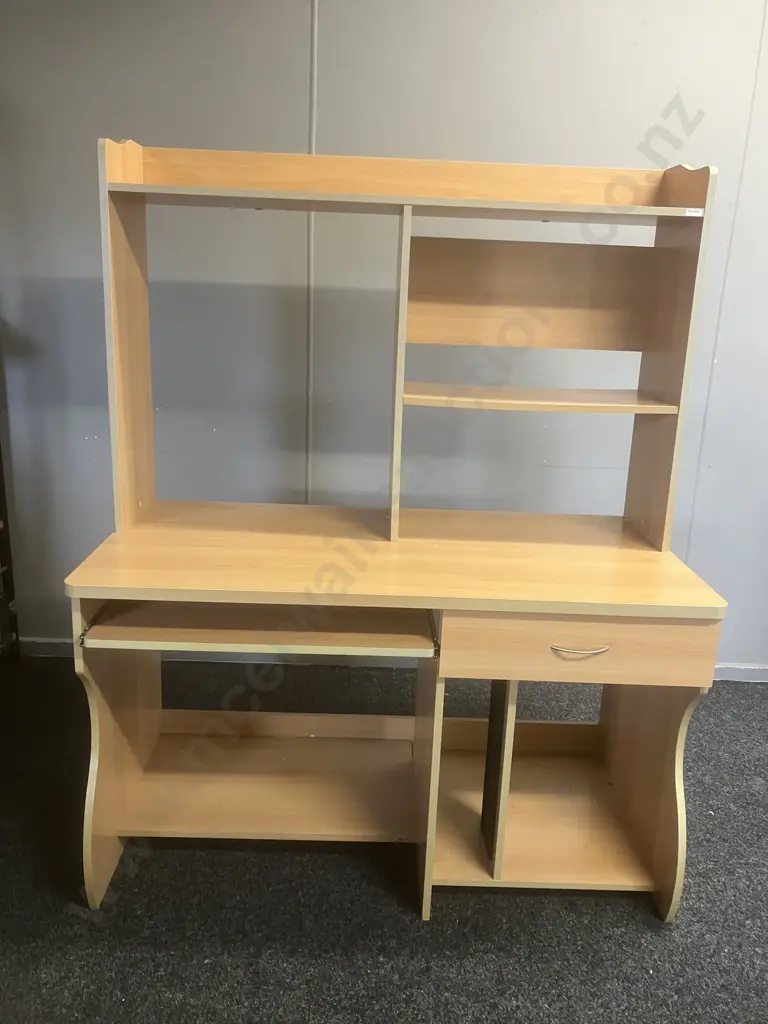 Computer Workstation Desk, Tawa Effect. H150 W118 D60cm Image 1++