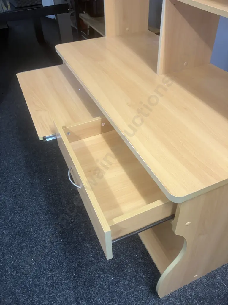 Computer Workstation Desk, Tawa Effect. H150 W118 D60cm Image 1++