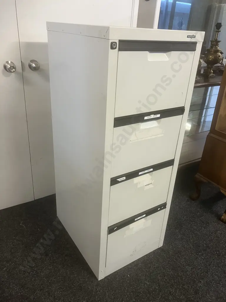 Europlan Ivory & Black Metal Four Drawer Filing Cabinet Image 1++