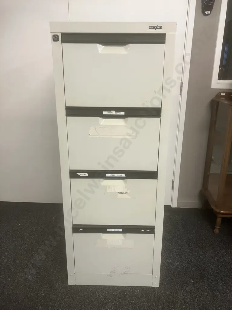 Europlan Ivory & Black Metal Four Drawer Filing Cabinet Image 1++