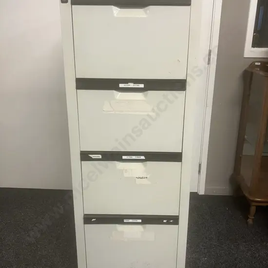 Europlan Ivory & Black Metal Four Drawer Filing Cabinet