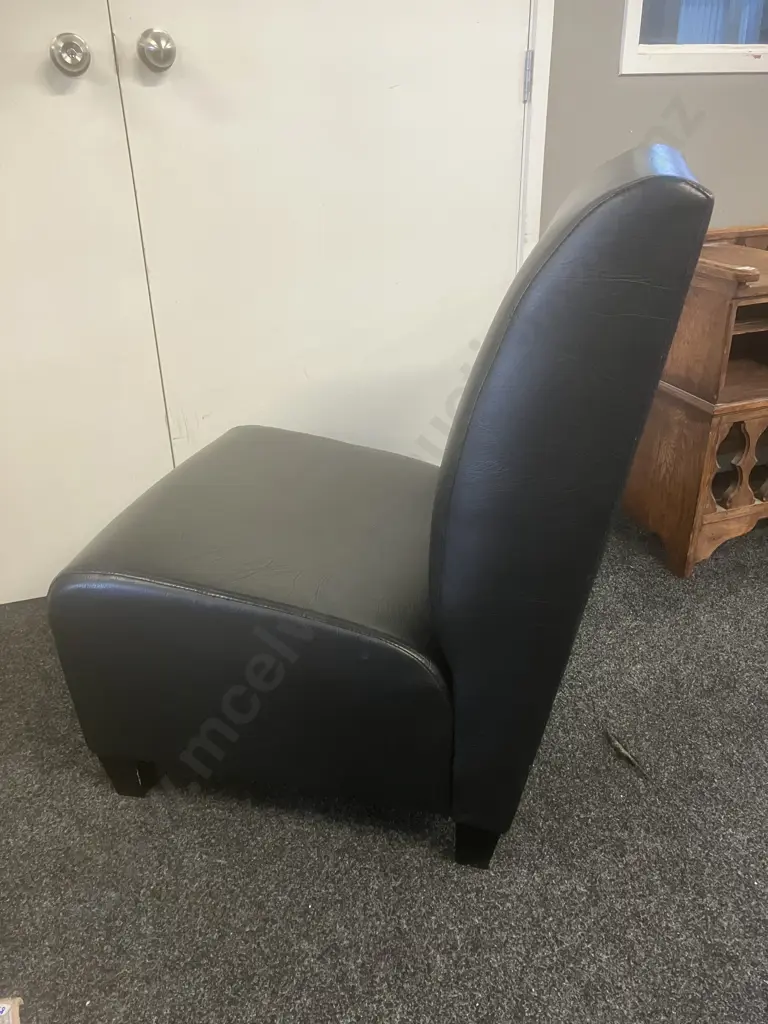 Black Leather Effect Lounge Chair Image 1++