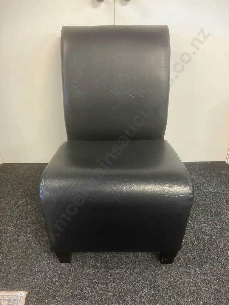 Black Leather Effect Lounge Chair Image 1++