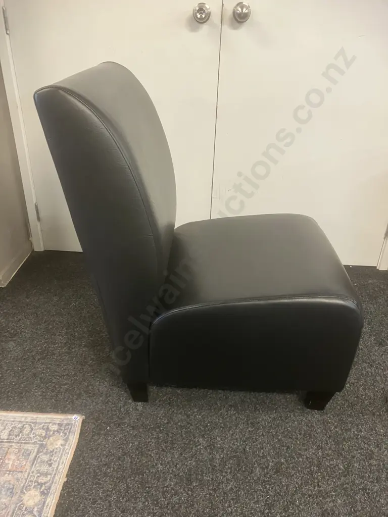 Black Leather Effect Lounge Chair Image 1++