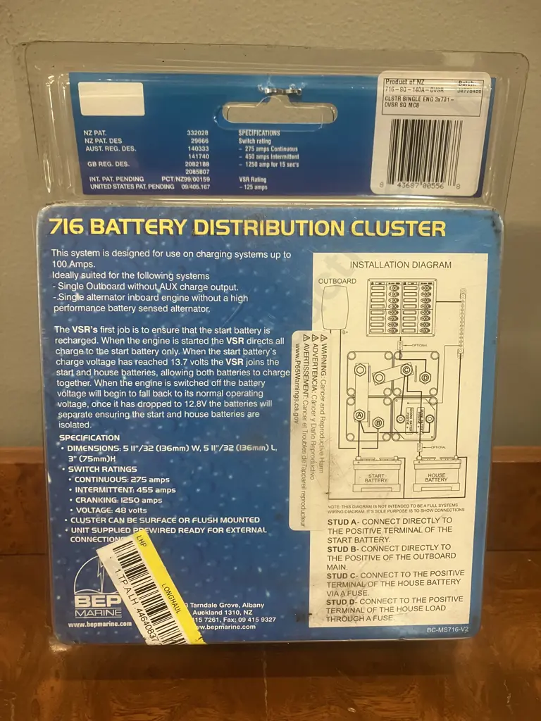 BEP Marine Dual Battery Charging Cluster for Single Engines - BEP 716-SQ-140A-DVSR Square Image 1++