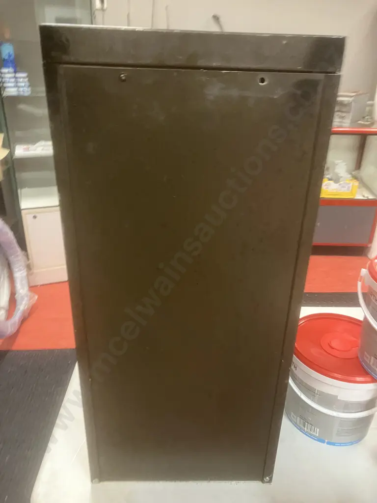 1950's Mid-Century Steelcase Engineering NZ Industrial 7 Drawer Cabinet , Push Button Lock & Key. H66.5 W30 D40cm Image 1++