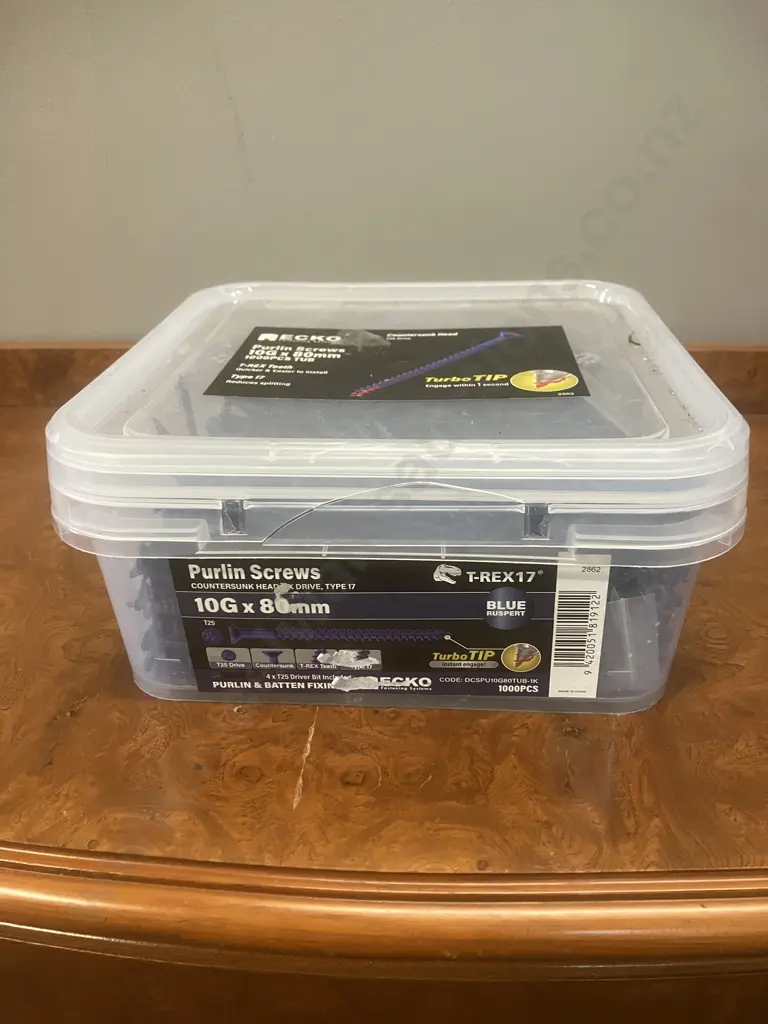 Ecko 10G x 80mm Loose Purlin Screws (1000 Tub). Countersunk Head T25 Drive Image 1++