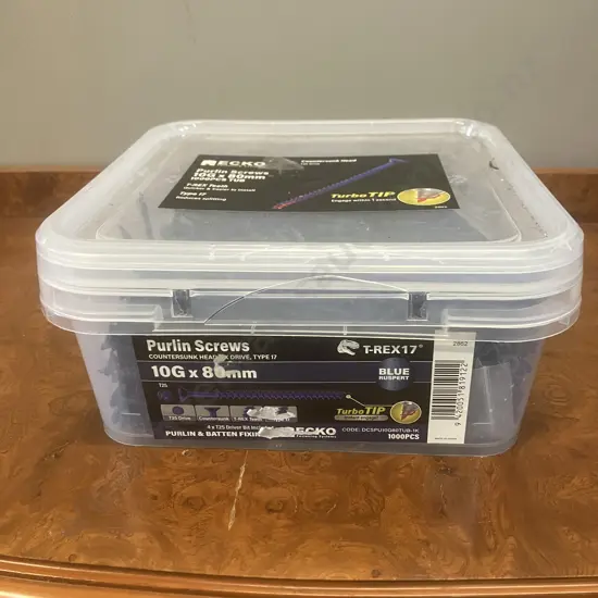 Ecko 10G x 80mm Loose Purlin Screws (1000 Tub). Countersunk Head T25 Drive