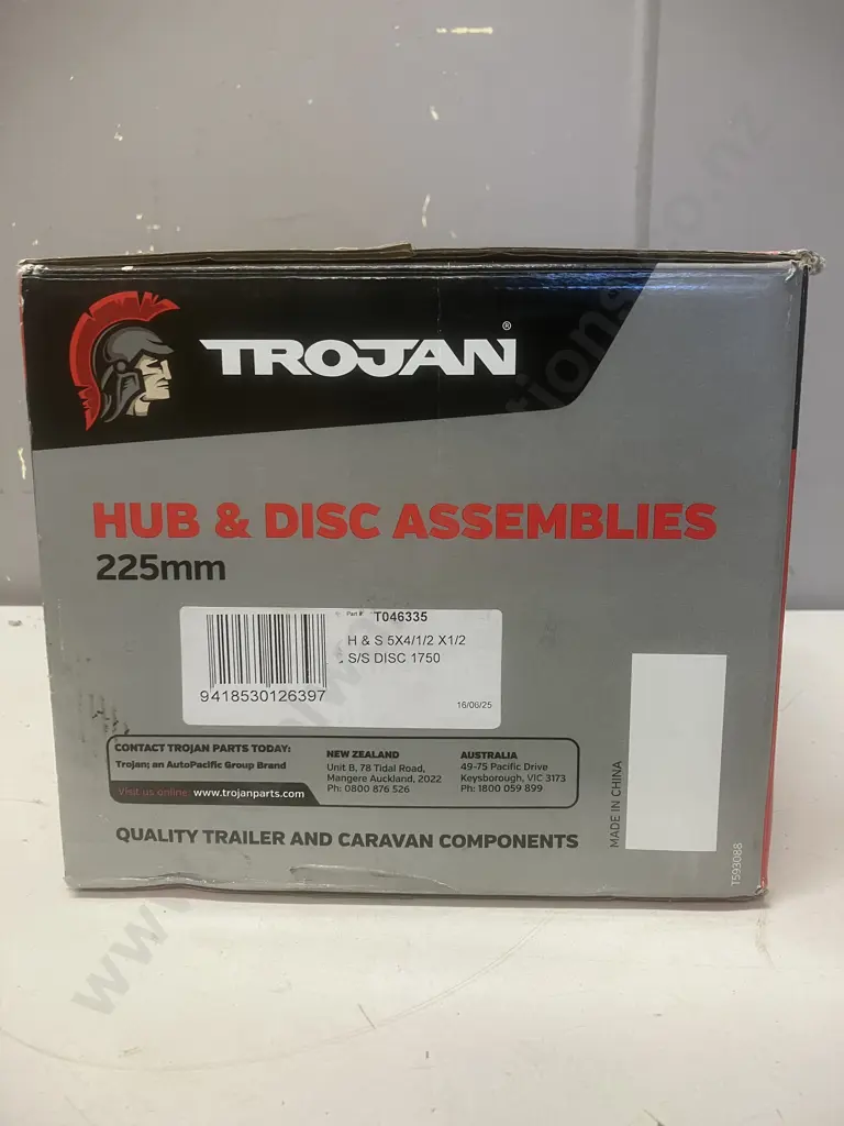 Trojan Hub & Disc Assemblies 225mm TO46335 H&S 5x4 1/2 x 1/2 S/S Disc 1750 Image 1++