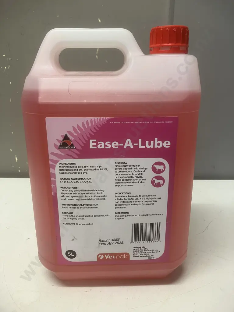 Vetpak Ease-A-Lube 5L - Exp April 2028 Image 1++