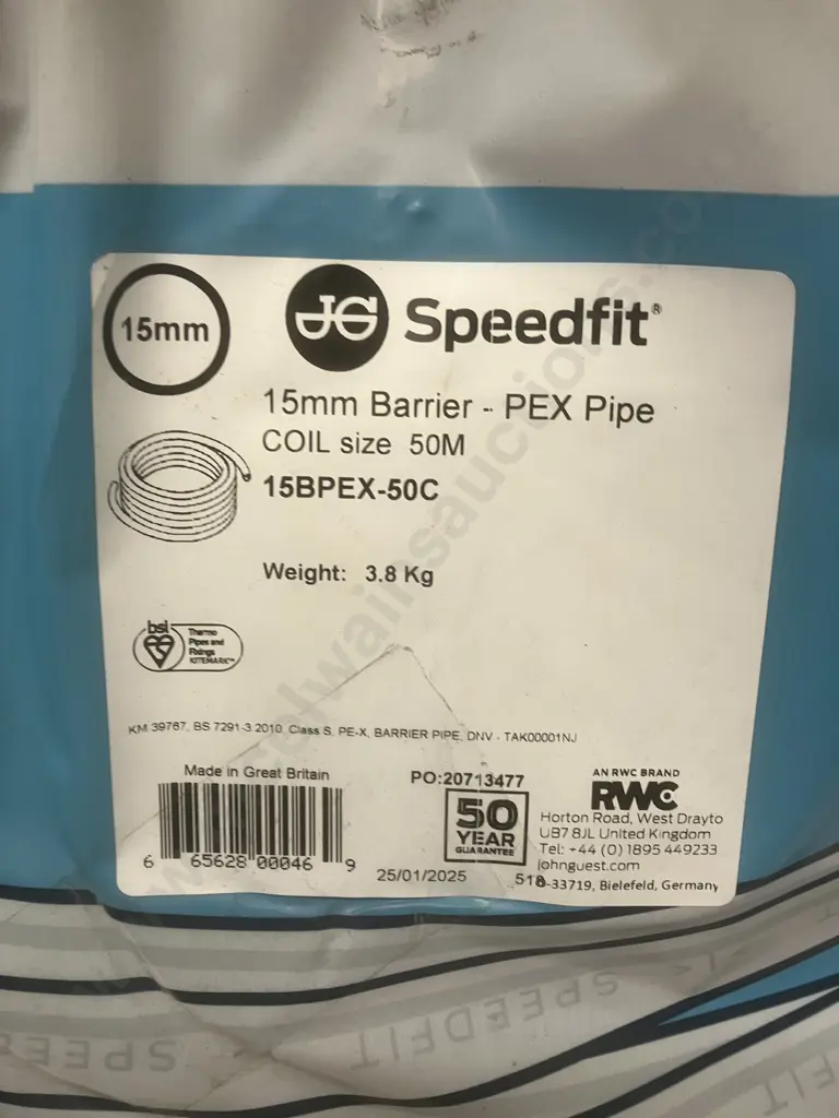 Speedfit 15mm Barrier - PEX Pipe, Coil Size 50m 15BPEX-50C Image 1++