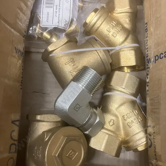 Pair of Brass Swing Check Valves 1-1/2" Made In Italy, Brass 32mm Y Strainers x 2, Pack of Screwed Bush Reducing WMK BR