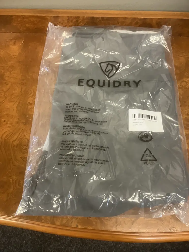 EQUIDRY Leggings - Knee Grip Leggings, Water Repellent / Women's Grey / Pale Pink XXL UK 16/18 (New In Bag) Image 1++