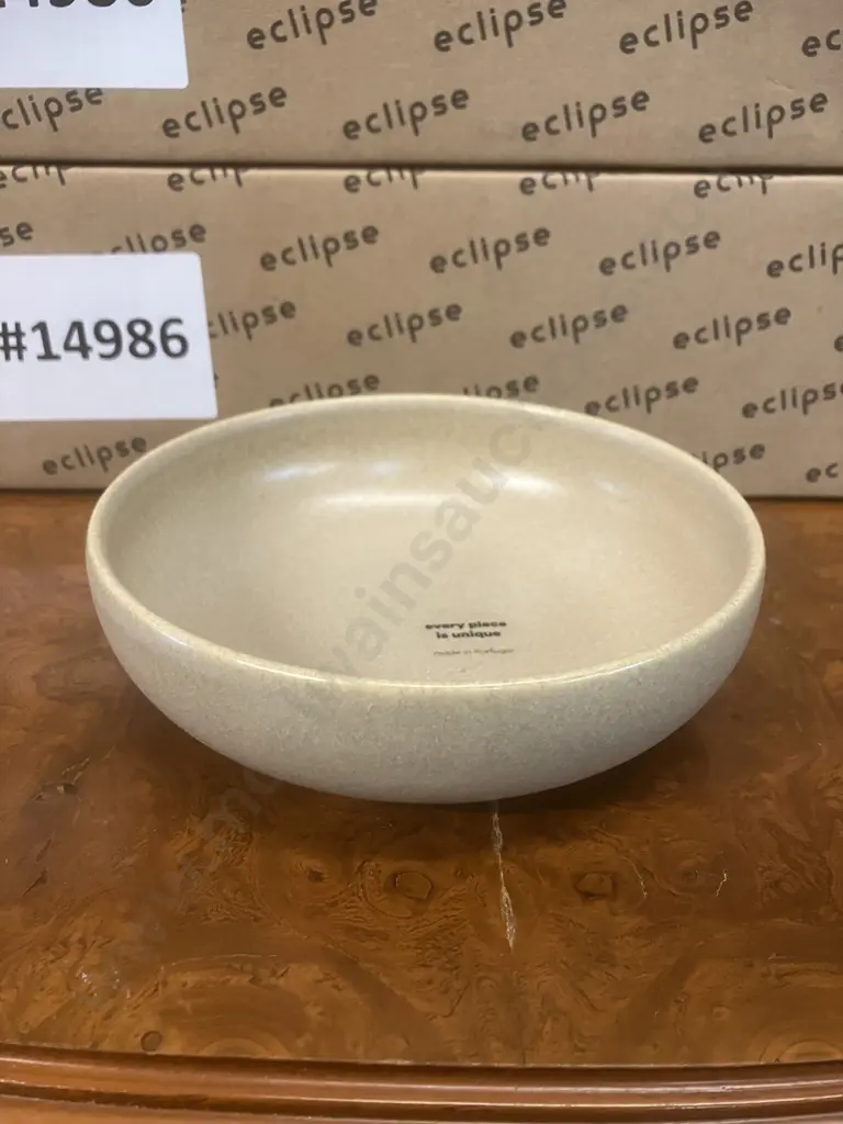 12 x Eclipse Uno Round Bowls Taupe 160mm (2 x Packs of 6). Stoneware Made In Portugal Image 1++
