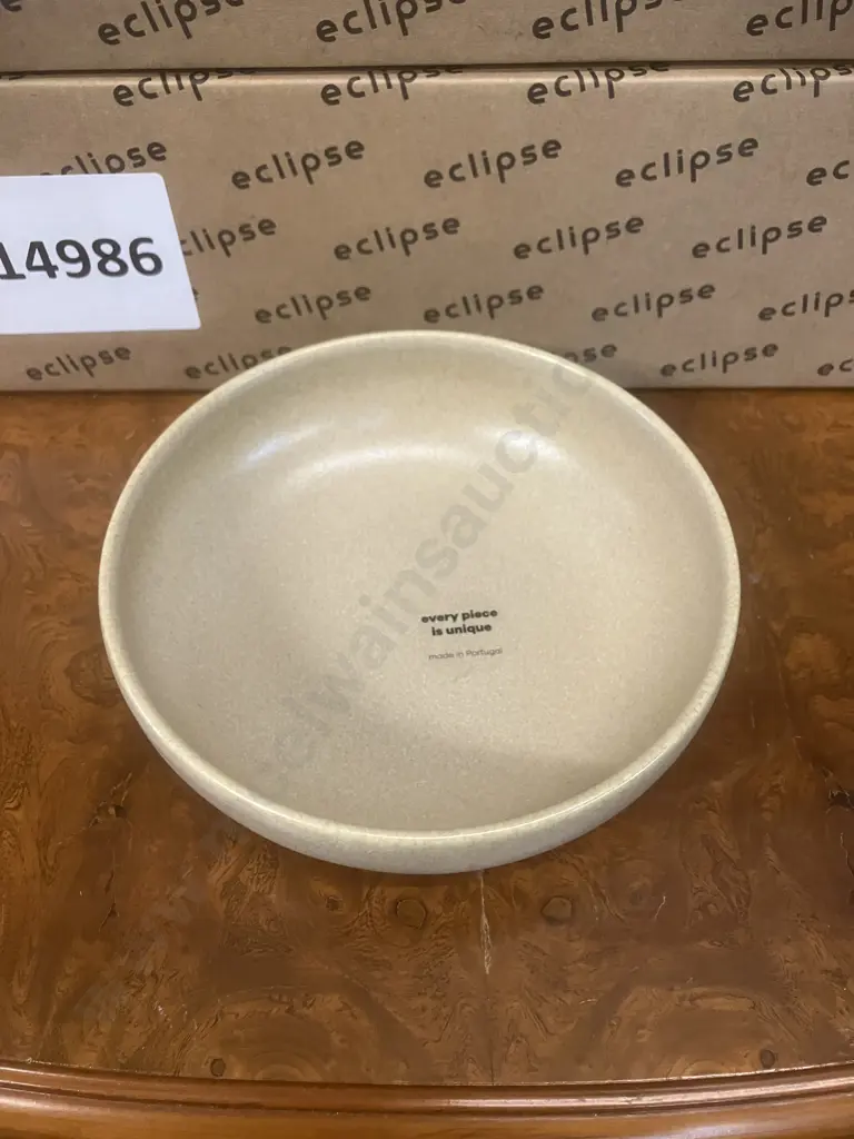 12 x Eclipse Uno Round Bowls Taupe 160mm (2 x Packs of 6). Stoneware Made In Portugal Image 1++