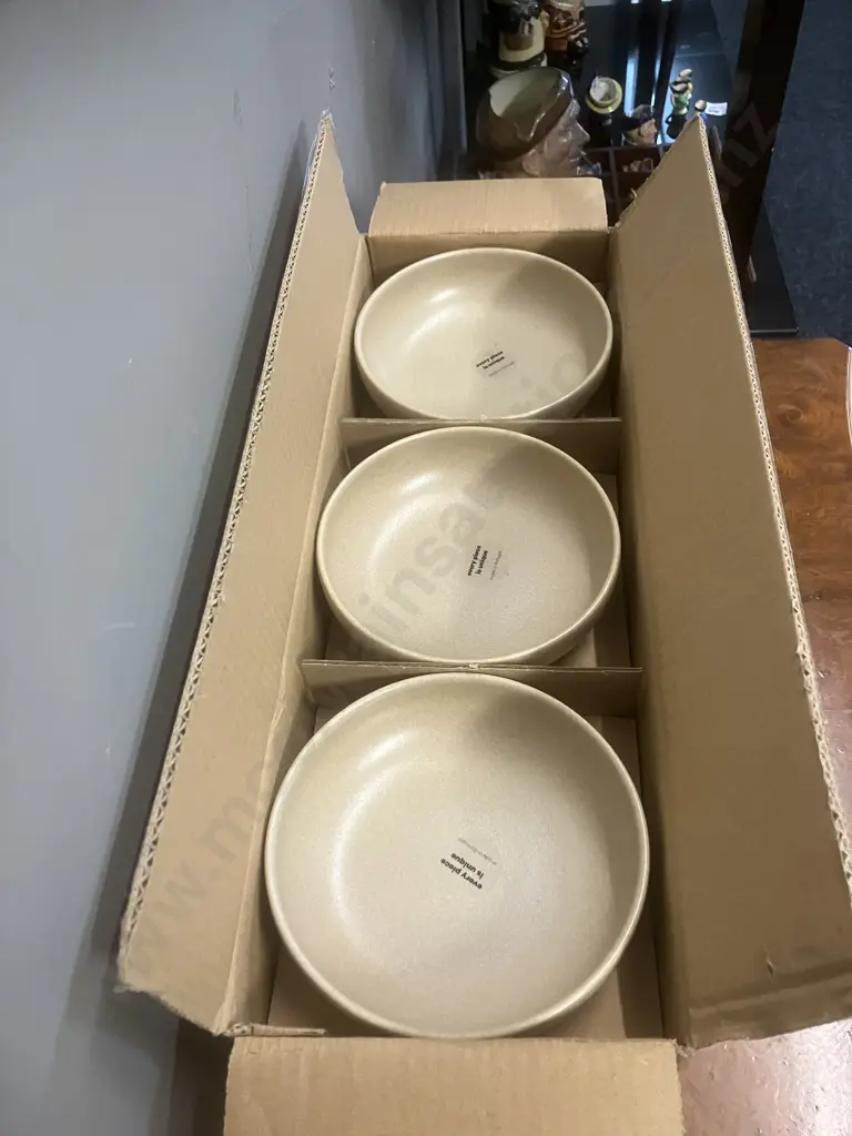 12 x Eclipse Uno Round Bowls Taupe 160mm (2 x Packs of 6). Stoneware Made In Portugal Image 1++