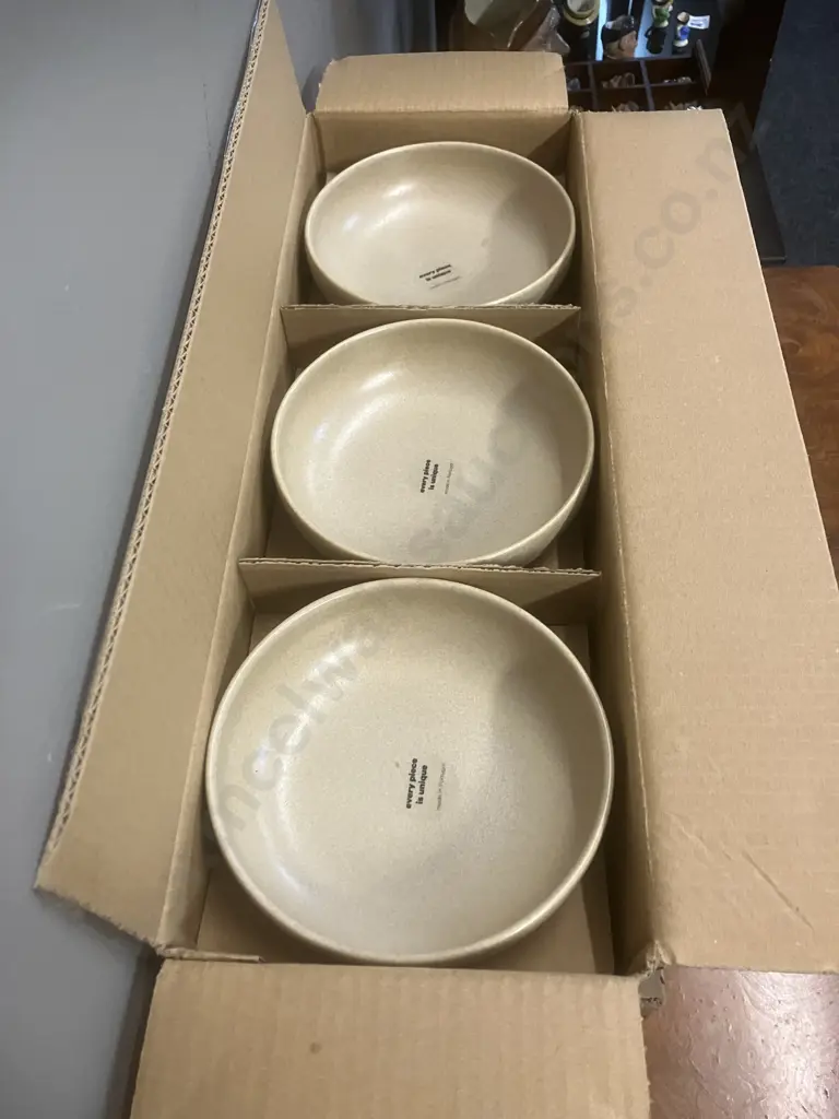 12 x Eclipse Uno Round Bowls Taupe 160mm (2 x Packs of 6). Stoneware Made In Portugal Image 1++