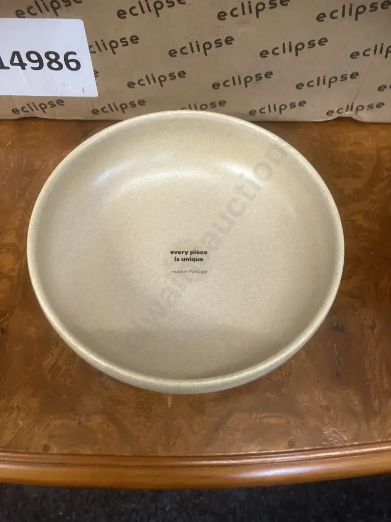 12 x Eclipse Uno Round Bowls Taupe 160mm (2 x Packs of 6). Stoneware Made In Portugal Image 1++